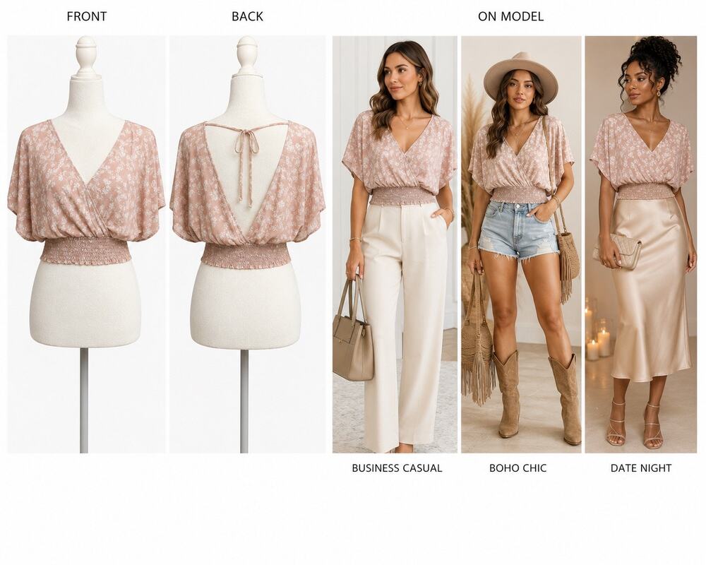 NWT Dainty Hooligan Pink Wrap Crop Top | Boho Floral Smocked Blouse | Small